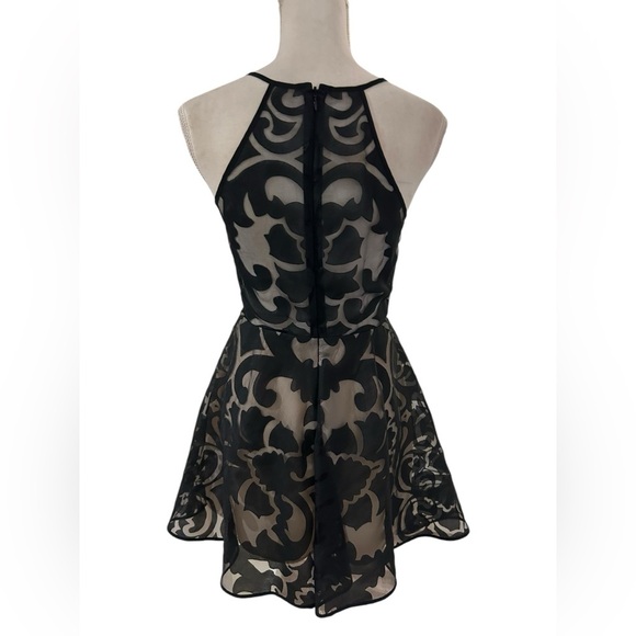 Keepsake Elegant Black Floral mini Aline pop out party Dress Size Medium - Picture 5 of 7